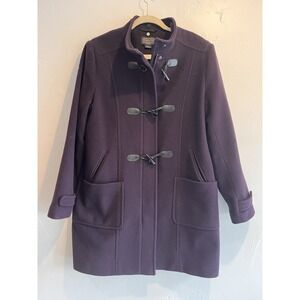 Pendelton Wool Coat Jacket Women's Size L Purple Eggplant Toggle Pea Coat‎